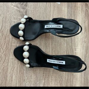Manolo Blahnik Pearl sling back sandals. New in box with dustbag
